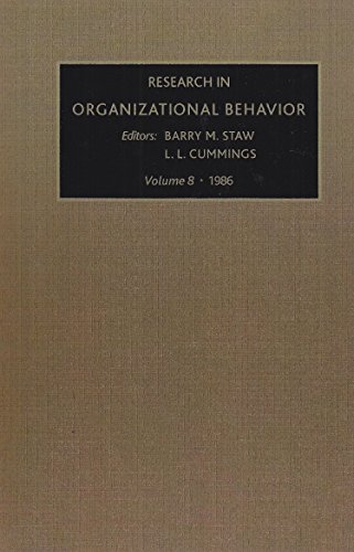 Imagen de archivo de Research in Organizational Behavior: An Annual Series of Analytical Essays and Critical Reviews, 1986: Vol 008 a la venta por Revaluation Books