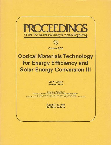 Optical Materials Technology for Energy Efficiency and Solar Energy Conversion III: Volume 502, P...