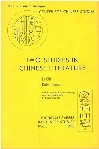 Imagen de archivo de Two Studies in Chinese Literature (Volume 3) (Michigan Monographs In Chinese Studies) a la venta por BooksElleven