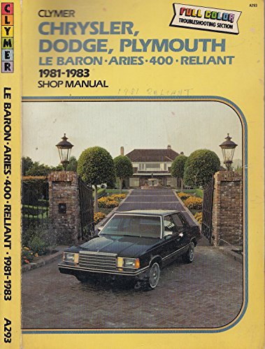 Stock image for Chrysler, Dodge, Plymouth, Le Baron, Aries, 400, 600, Reliant: 1981-1987 Shop Manual for sale by ThriftBooks-Dallas