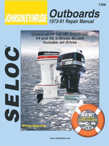 Beispielbild fr Johnson/Evinrude Outboards, 1973-91 Repair Manual, Covers all 60-235 HP, 3-Cylinder, V4 and V6, 2-Stroke Models, Includes Jet Drives (Seloc) zum Verkauf von HPB-Red