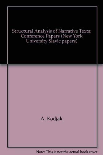9780893570712: Structural Analysis of Narrative Texts: Conference Papers