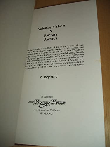 Reginald's Science Fiction and Fantasy Awards (9780893708061) by R. Reginald