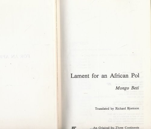 Beispielbild fr Lament for an African Pol (English and French Edition) zum Verkauf von Ergodebooks