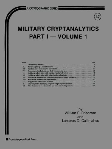 9780894120732: Military Cryptanalytics (Cryptographic Series)