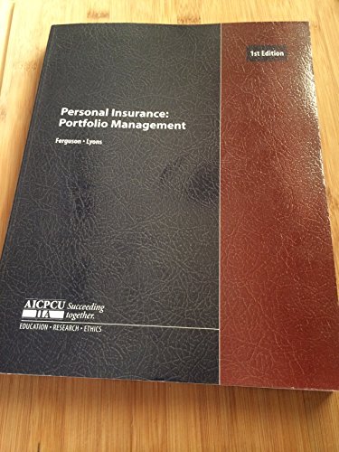Imagen de archivo de Personal insurance: Portfolio management a la venta por HPB-Red