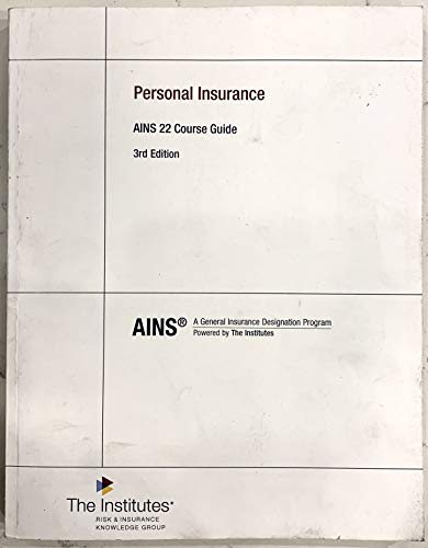 Imagen de archivo de Personal Insurance: AINS 22 Course Guide 3rd Edition a la venta por Better World Books: West