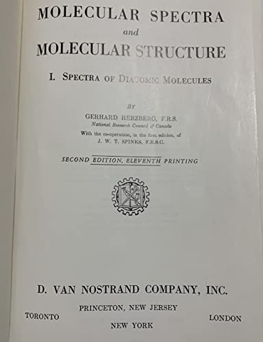 9780894642685: Molecular Spectra and Molecular Structure: Spectra of Diatomic Molecules: 1