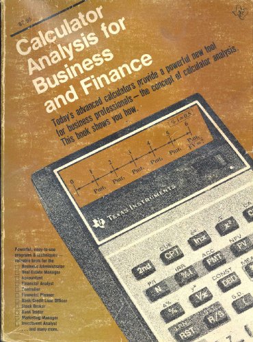 Beispielbild fr Calculator Analysis for Business and Finance zum Verkauf von BookDepart