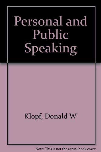 Stock image for Personal and Public Speaking for sale by Better World Books