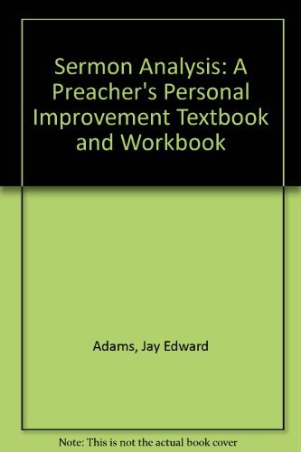 9780896361935: Sermon Analysis: A Preacher's Personal Improvement Textbook and Workbook