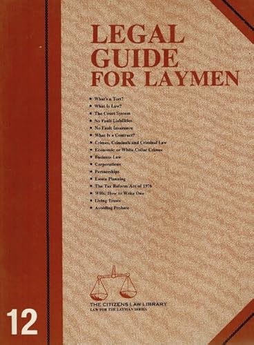 Beispielbild fr Legal guide for laymen (Law for the layman series) zum Verkauf von Lexington Books Inc