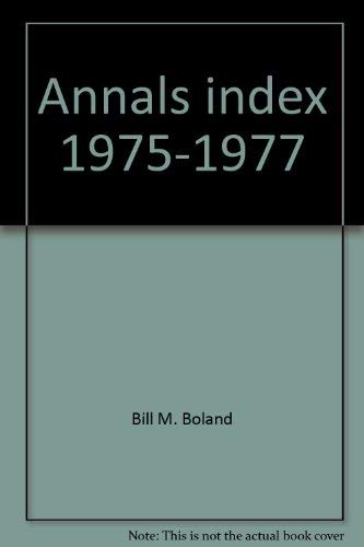 Annals Index, 1975-1977 (Annals of the New York Academy of Sciences, Volume 331)