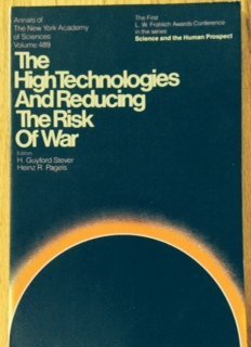 Imagen de archivo de The High Technologies and Reducing the Risk of War a la venta por Vashon Island Books