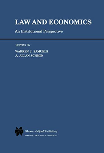 Imagen de archivo de Law and Economics : An Institutional Perspective a la venta por Better World Books