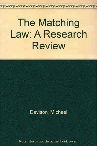 The Matching Law: A Research Review (9780898599237) by Davison, Michael; McCarthy, Dianne