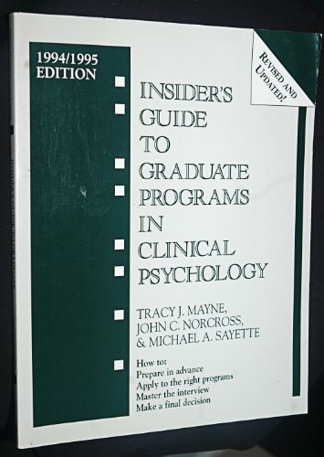 Beispielbild fr Insider's Guide to Graduate Programs in Clinical Psychology: 1994/1995 Edition zum Verkauf von Robinson Street Books, IOBA