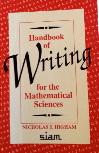 Imagen de archivo de Handbook of Writing for the Mathematical Sciences a la venta por SecondSale