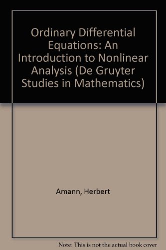Stock image for Ordinary Differential Equations : An Introduction to Nonlinear Analysis (De Gruyter Studies in Mathematics, Vol 13) for sale by HPB-Red