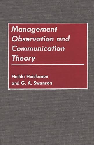 Beispielbild fr Management Observation and Communication Theory zum Verkauf von Zubal-Books, Since 1961