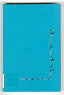 9780899900230: Discography of Solo Song: Supplement, 1975-1982 (Detroit Studies in Music Bibliography)