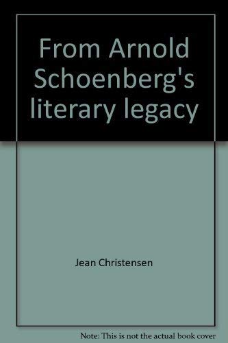 9780899900360: From Arnold Schoenberg's literary legacy: A catalog of neglected items (Detroit studies in music bibliography)