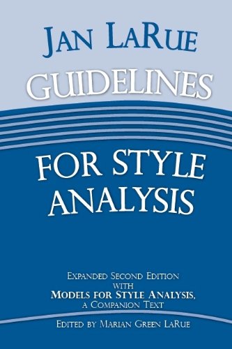 9780899901565: Guidelines for Style Analysis: Models for Style Analysis, a Companion Text (DETROIT MONOGRAPHS IN MUSICOLOGY)