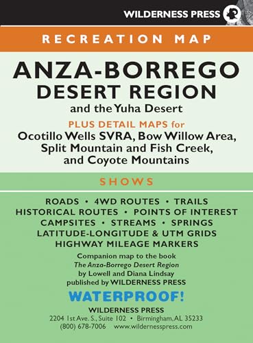 MAP Anza-Borrego Desert Region (Wilderness Maps) (9780899974019) by Lindsay, Diana; Lindsay, Lowell