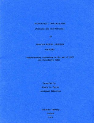 9780900177002: Manuscript Collections of Africana in Rhodes House Library