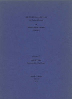 9780900177033: Manuscript collections (excluding Africana) in Rhodes House Library,Oxford
