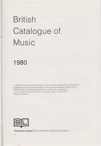 Beispielbild fr British Catalogue of Music 1980 zum Verkauf von Cambridge Rare Books