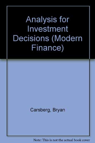 Stock image for Analysis for Investment Decisions (Modern Finance) for sale by AwesomeBooks