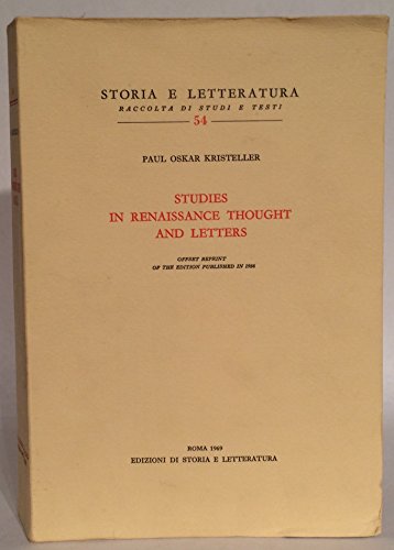 Studies in Renaissance Thought and Letters (9780900580307) by Kristeller, Paul Oskar