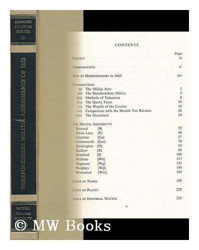 Beispielbild fr Herefordshire Militia Assessments of 1663 (Camden Fourth Series) zum Verkauf von Anybook.com