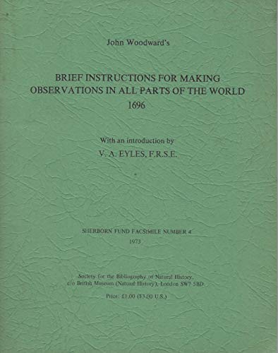 Brief Instructions for Making Observations in All Parts of the World (9780901843036) by Woodward, John & Eyles, V.A.