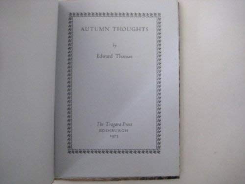 Autumn thoughts (9780902616271) by Thomas, Edward