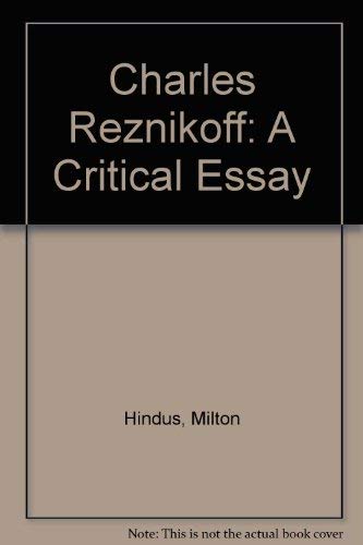 9780903400084: Charles Reznikoff: A Critical Essay