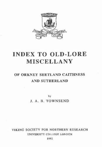 9780903521260: Index to Old-Lore Miscellany of Orkney, Shetland, Caithness and Sutherland