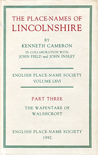 Stock image for The place-names of Lincolnshire (English Place-Name Society) (Pt. 3) for sale by Midtown Scholar Bookstore