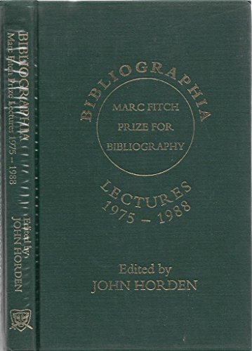 Beispielbild fr Bibliographia: Lectures, 1975-88, by Recipients of the Marc Fitch Prize for Bibliography zum Verkauf von Pearlydewdrops