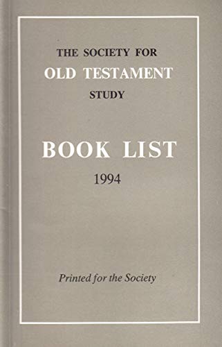 Beispielbild fr Society for O/T Study Book List 1994 (Society for Old Testament Study Book List) zum Verkauf von Aardvark Rare Books