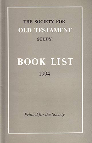 Stock image for Society for O/T Study Book List 1994 (Society for Old Testament Study Book List) for sale by Aardvark Rare Books