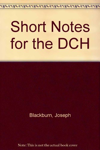 Beispielbild fr Short Notes for the DCH zum Verkauf von AwesomeBooks