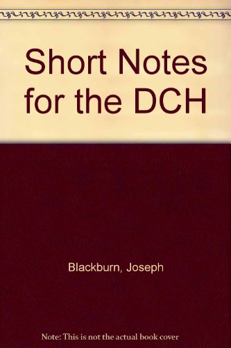 9780906896297: Short Notes for the DCH