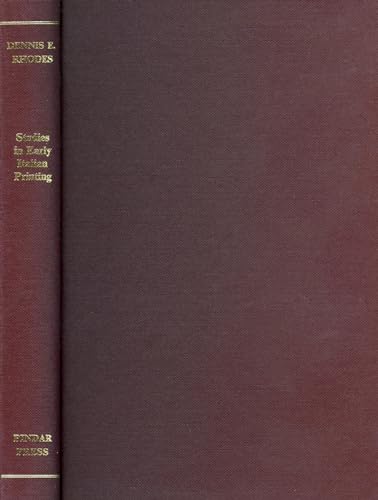 Beispielbild fr Studies in Early Italian Printing: Selected Studies (Studies in the History of Printing) zum Verkauf von Books From California