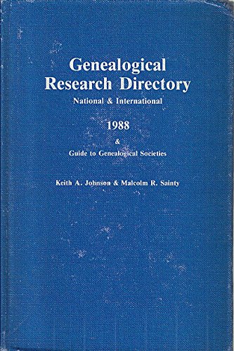 Imagen de archivo de Genealogical Research Directory: National and International, 1988 a la venta por Wormhole Books