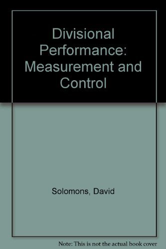 9780910129008: Divisional Performance: Measurement and Control