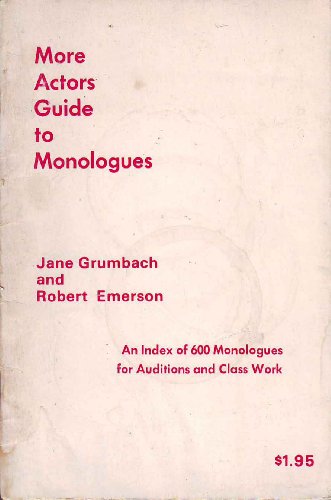 Beispielbild fr More Actors Guide to Monologues zum Verkauf von Better World Books: West