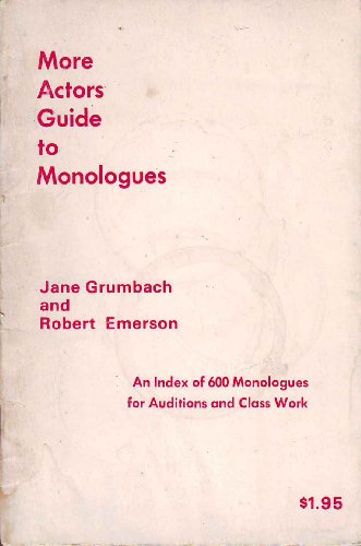 Imagen de archivo de More Actors Guide to Monologues a la venta por Better World Books: West