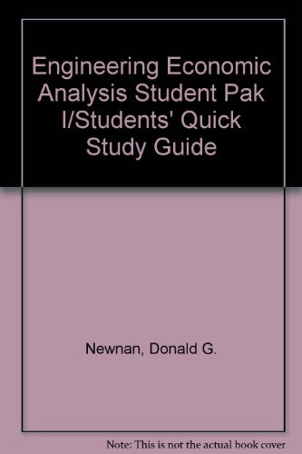 Imagen de archivo de Engineering Economic Analysis Student Pak I/Students' Quick Study Guide a la venta por HPB-Red